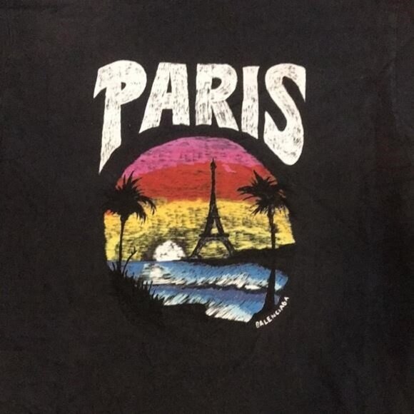 New Authentic BALENCIAGA Paris Sunset Graphic T-Shirt Oversize fit size XS - Picture 7 of 11